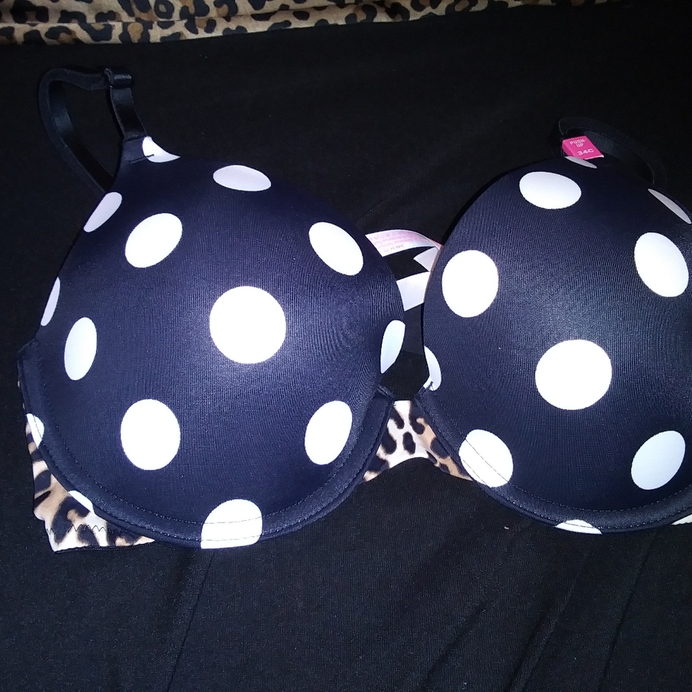 Front Black & White Polka Dot Bra